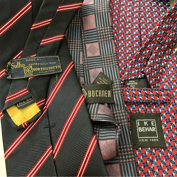 Set of 5 Blue Geometric Men’s Ties - Picture 3 of 4